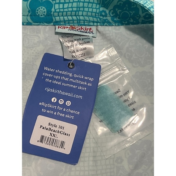 RipSkirt Hawaii Skirt Women’s XXL Teal Blue Print Paía Beach Glass Wrap Cover Up - Picture 11 of 11
